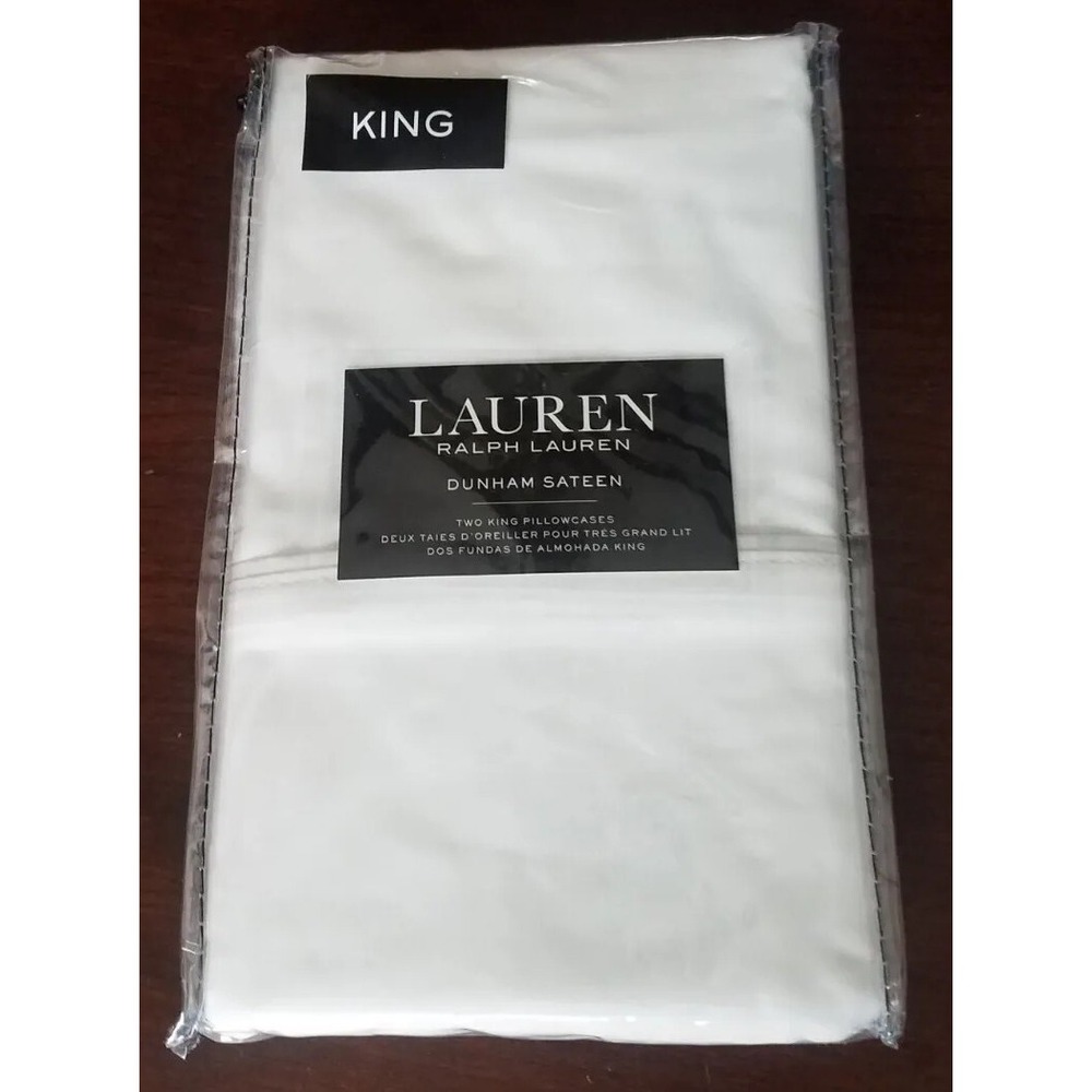 Lauren Ralph Lauren Dunham Sateen White King Size Pillowcases pack of 2 NEW